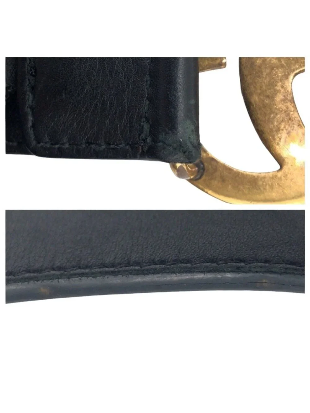 Gucci GG Marmont 80 32 Black Gold Leather Metal Belt Buckle